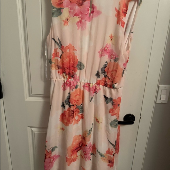 Floral Sleeveless Dress - Pink and Orange - Picture 4 of 5